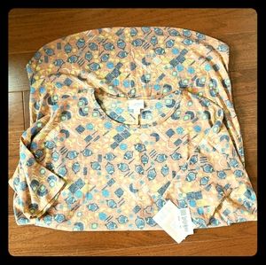 Lularoe Irma Tunic Top Peach Geo Funky Retro Deco